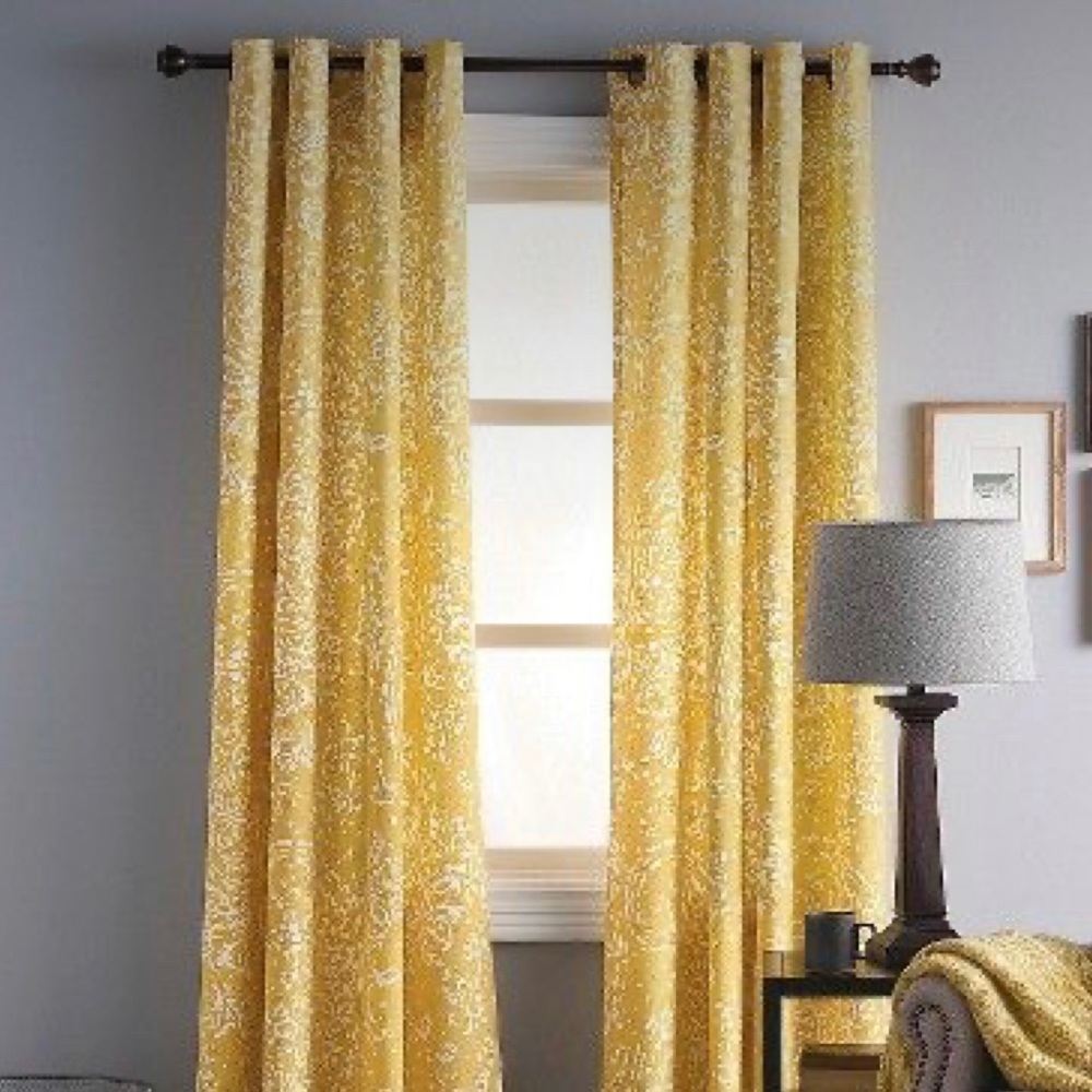 Threshold Curtains Yellow Paisley 54w x 84L (4 panels)